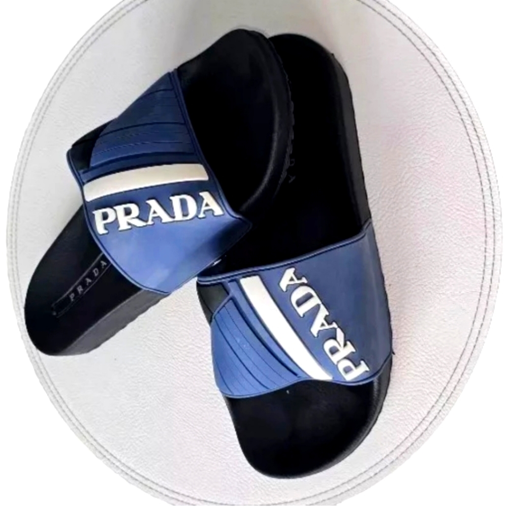 Prada Blue Slide Sandals